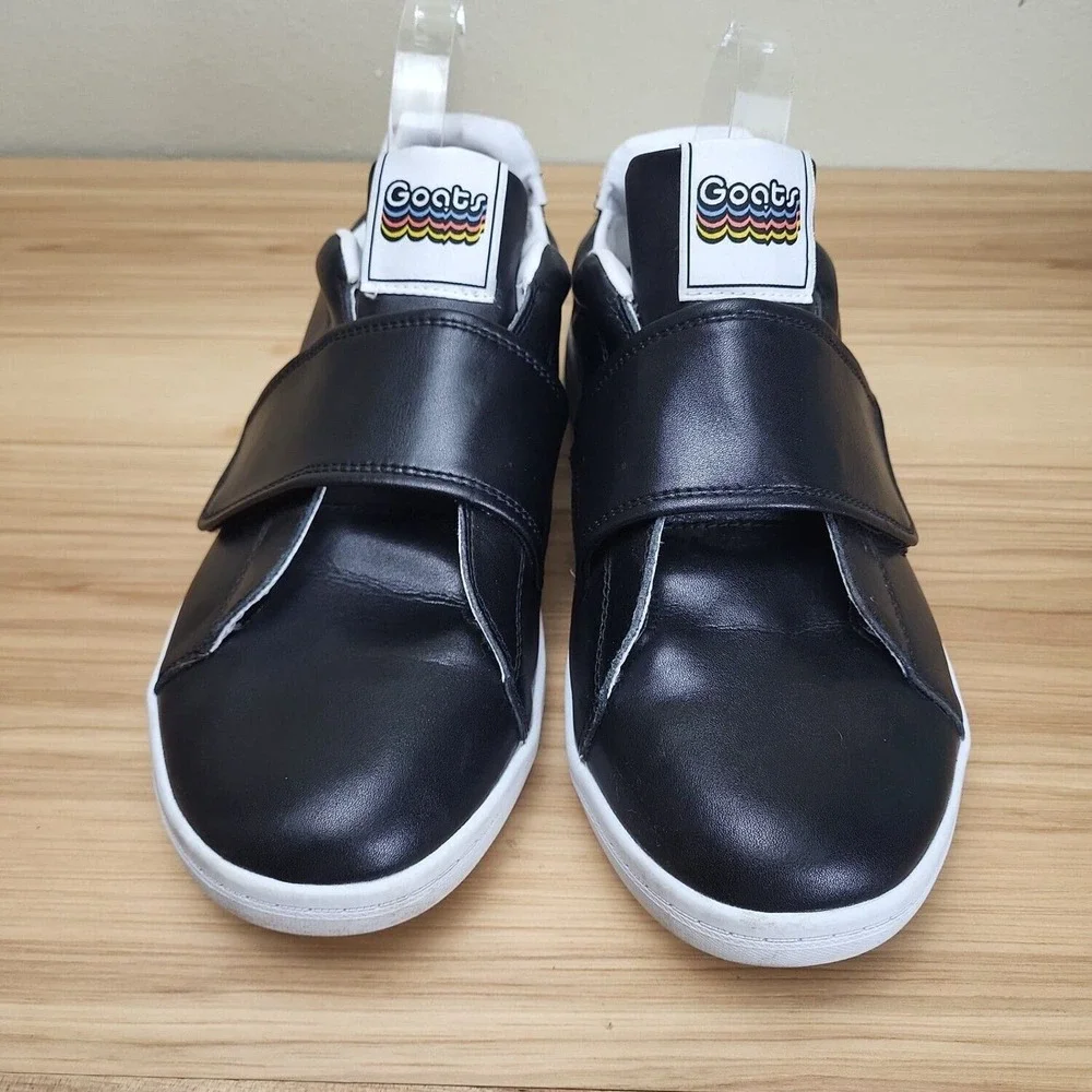 Goats Mens 34GM003 Black Leather Round Toe Casual Sneaker Shoes Size‎ 10.5